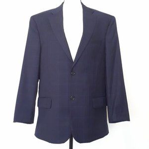 Jos. A. Bank Blue Grid Double Vent Wool Jacket